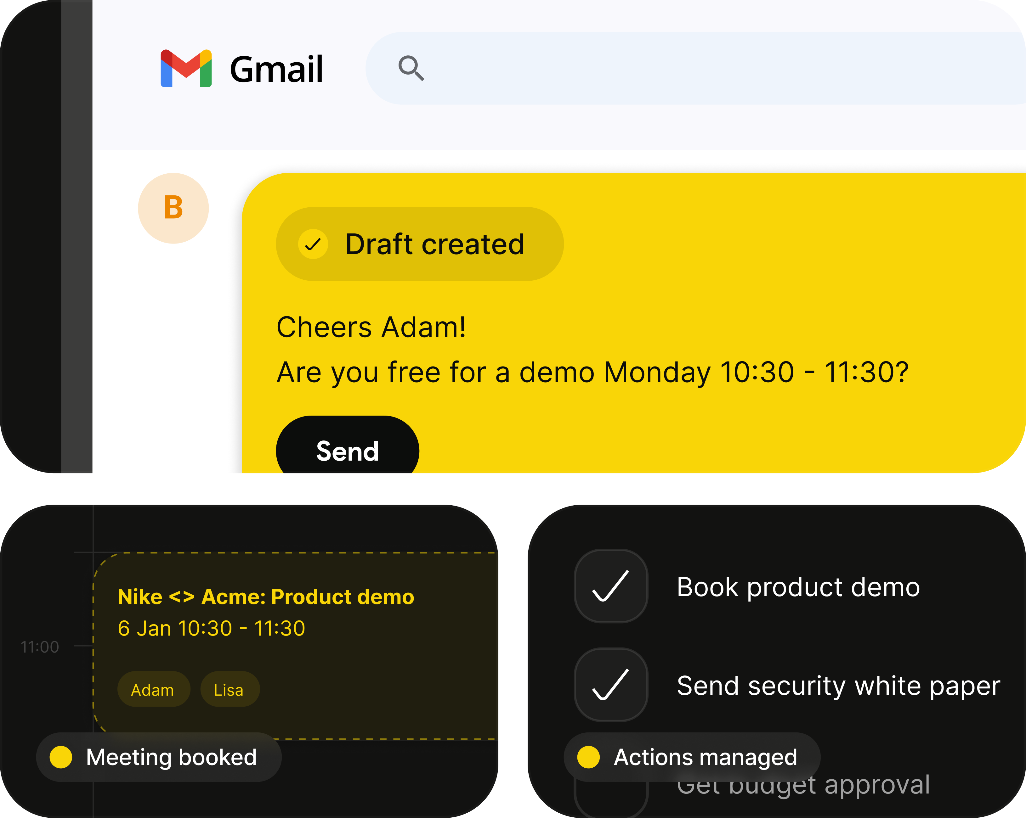 Kong drafting a follow-up email in your writing style
